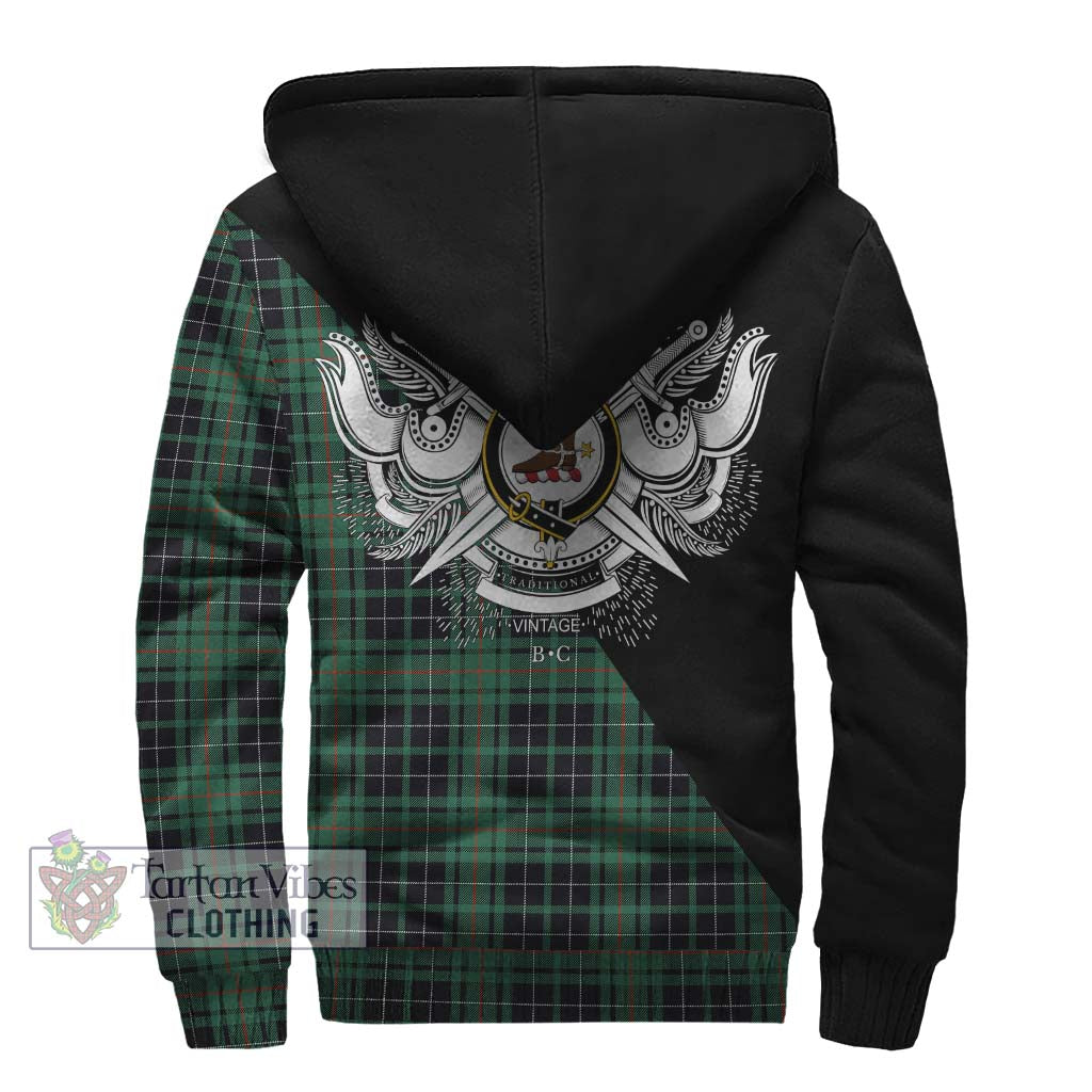 Tartan Vibes Clothing MacAulay Hunting Ancient Tartan Sherpa Hoodie with Family Crest and Military Logo Style