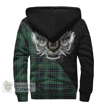 MacAulay Hunting Ancient Tartan Sherpa Hoodie with Family Crest and Military Logo Style