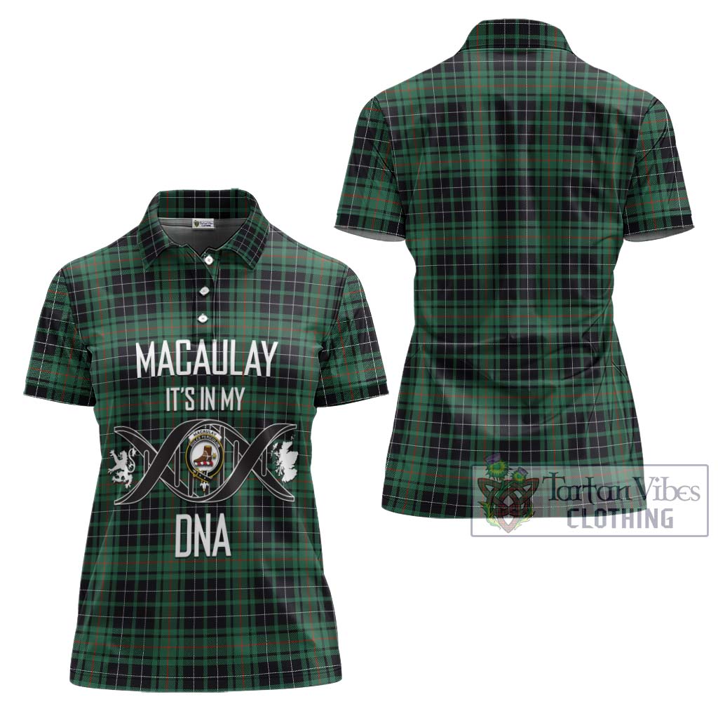 Tartan Vibes Clothing MacAulay Hunting Ancient Tartan Women's Polo Shirt with Family Crest DNA In Me Style