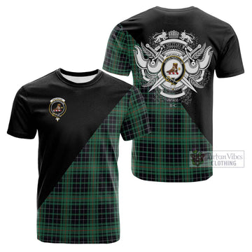 MacAulay Hunting Ancient Tartan Cotton T-shirt with Family Crest and Military Logo Style