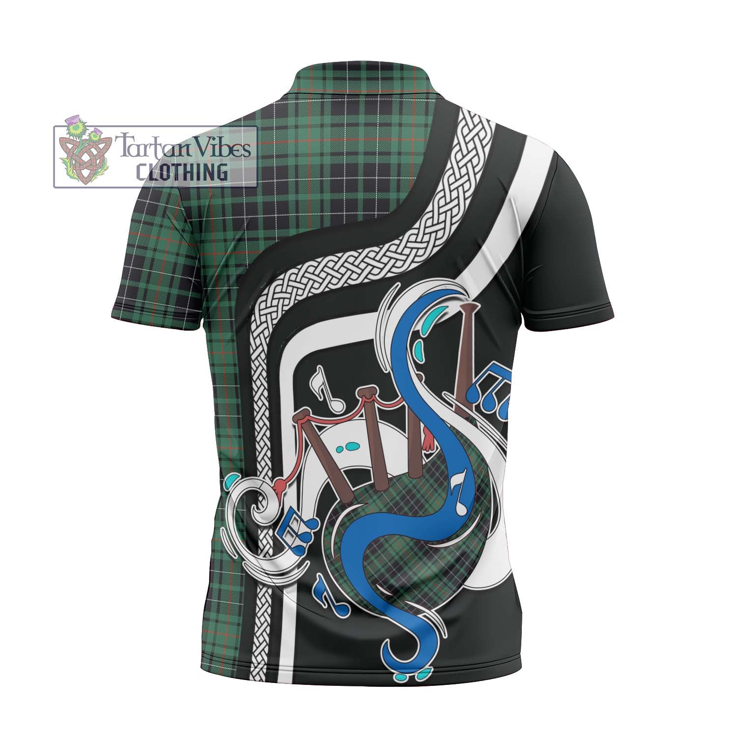 Tartan Vibes Clothing MacAulay Hunting Ancient Tartan Zipper Polo Shirt with Epic Bagpipe Style