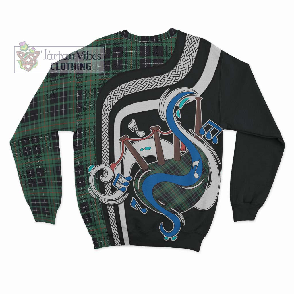 Tartan Vibes Clothing MacAulay Hunting Ancient Tartan Sweatshirt with Epic Bagpipe Style