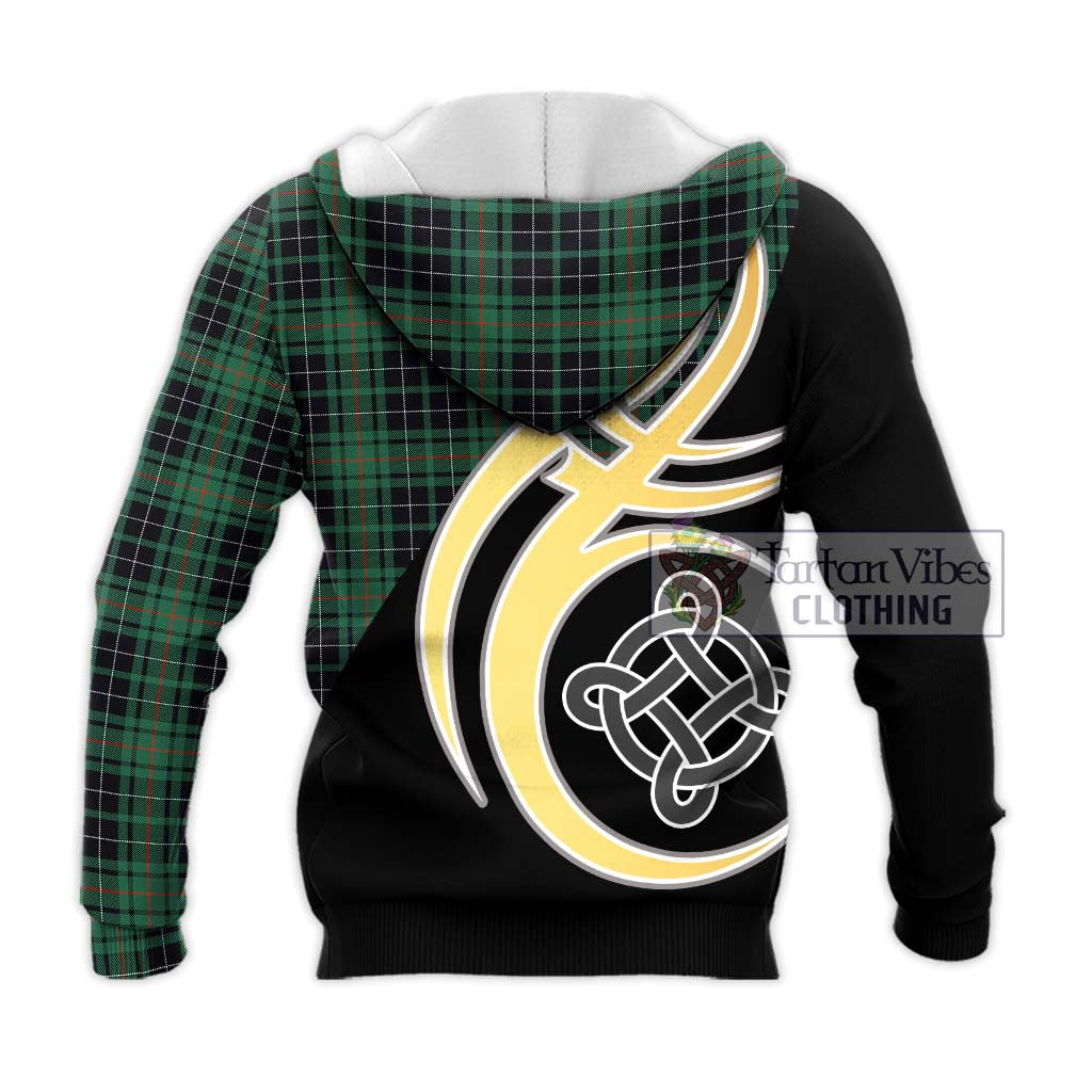 Tartan Vibes Clothing MacAulay Hunting Ancient Tartan Knitted Hoodie with Family Crest and Celtic Symbol Style