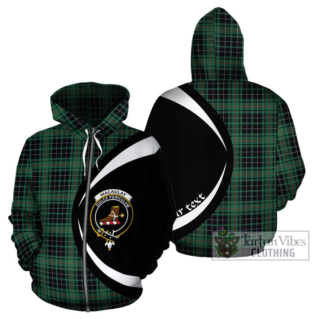 Tartan Vibes Clothing MacAulay Hunting Ancient Tartan Hoodie with Family Crest Circle Style