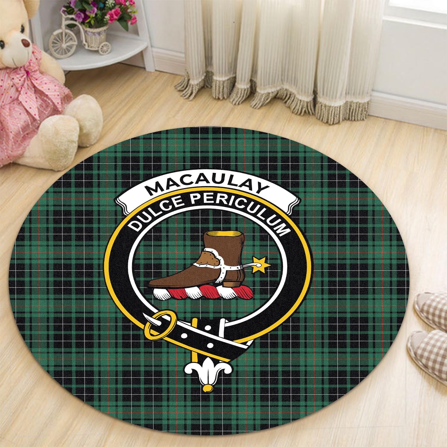 macaulay-hunting-ancient-tartan-round-rug-with-family-crest