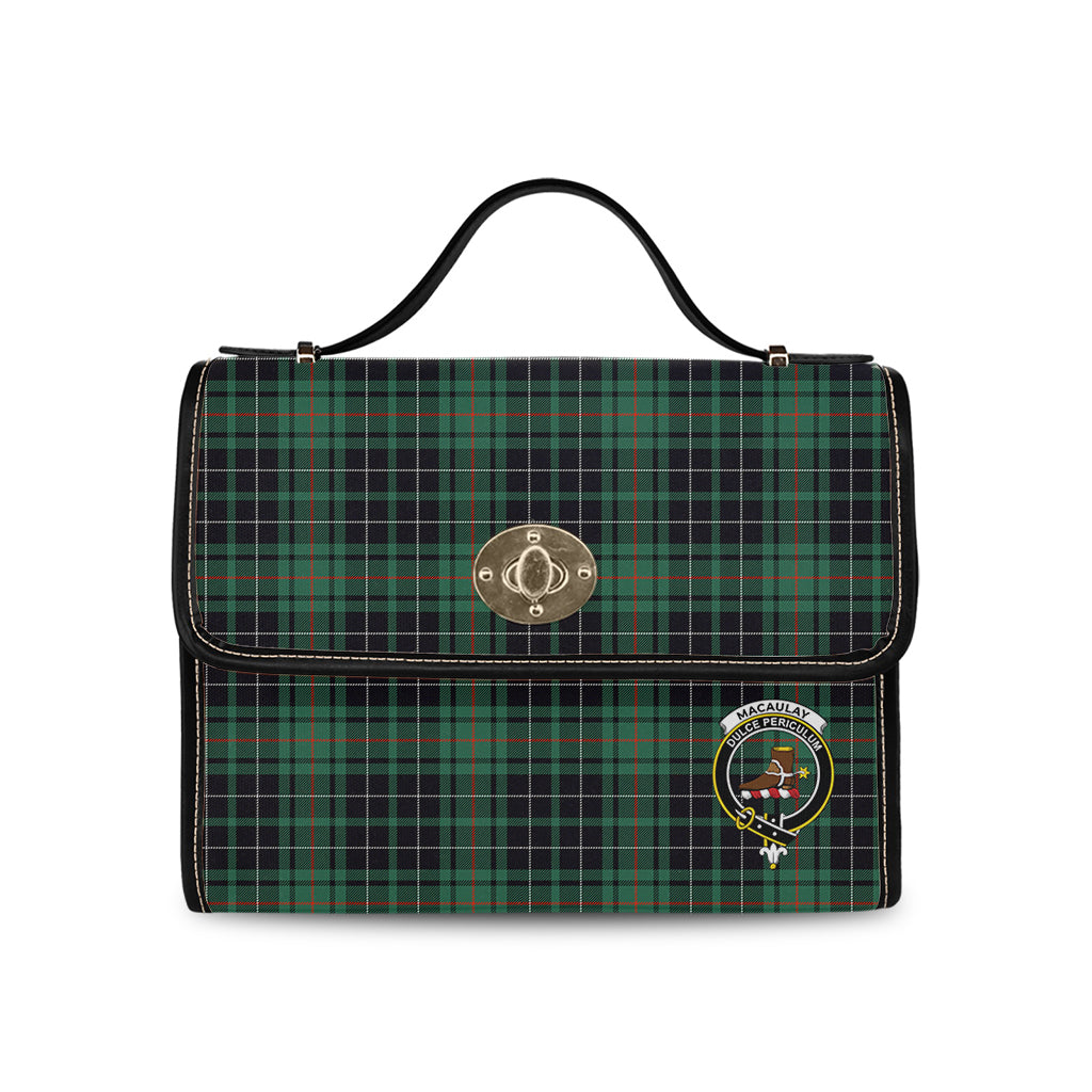 macaulay-hunting-ancient-tartan-leather-strap-waterproof-canvas-bag-with-family-crest