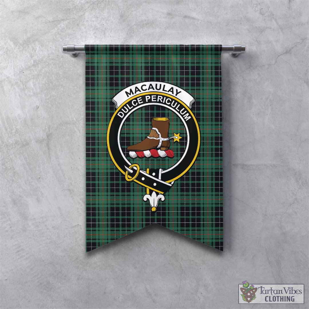 Tartan Vibes Clothing MacAulay Hunting Ancient Tartan Gonfalon, Tartan Banner with Family Crest