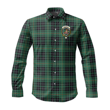 MacAulay Hunting Ancient Tartan Long Sleeve Button Up Shirt with Family Crest