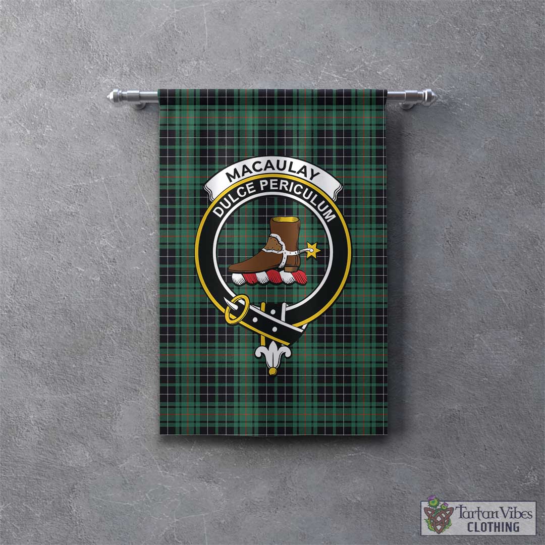 Tartan Vibes Clothing MacAulay Hunting Ancient Tartan Gonfalon, Tartan Banner with Family Crest