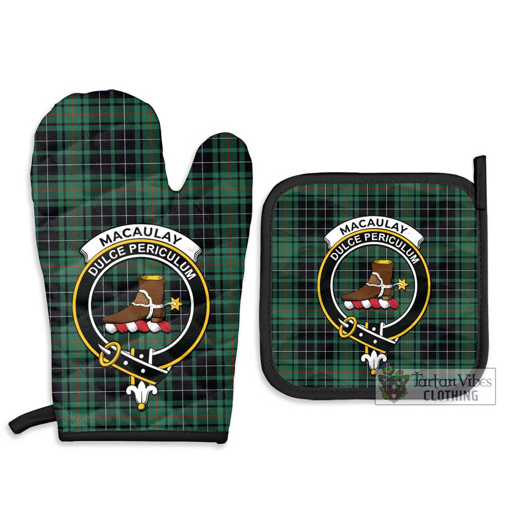 Tartan Vibes Clothing MacAulay Hunting Ancient Tartan Combo Oven Mitt & Pot-Holder with Family Crest