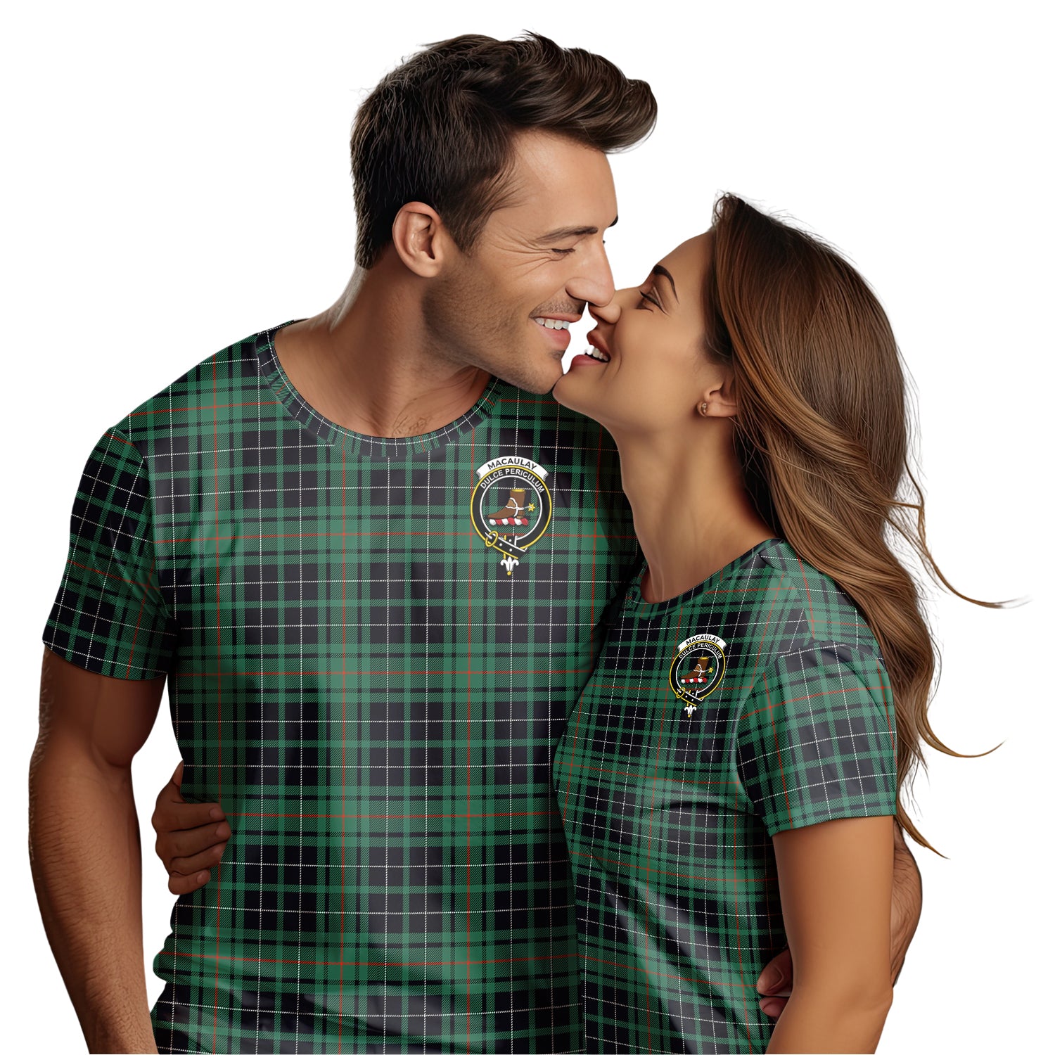 MacAulay Hunting Ancient Tartan T-Shirt with Family Crest - Tartan Vibes Clothing