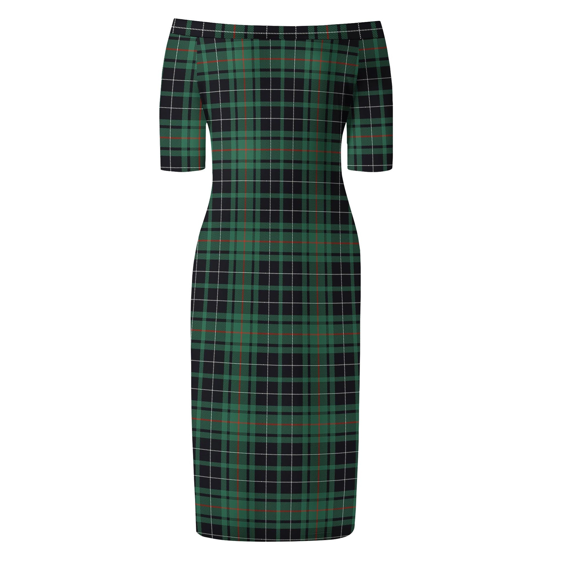 MacAulay Hunting Ancient Tartan Off Shoulder Lady Dress - Tartanvibesclothing