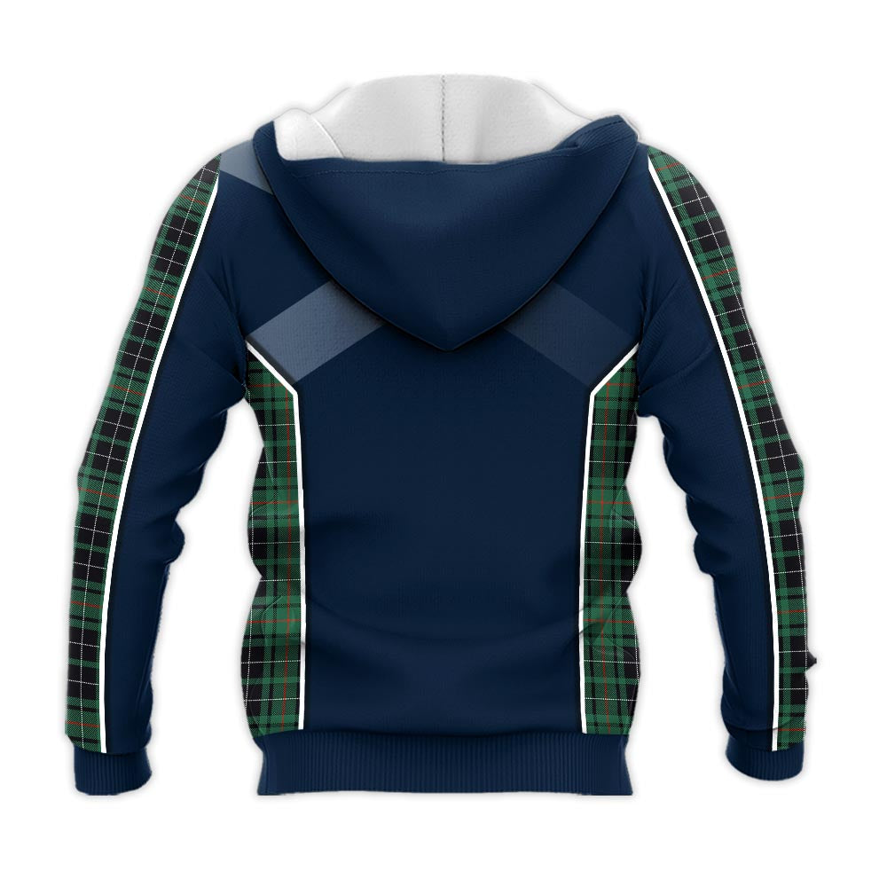 Tartan Vibes Clothing MacAulay Hunting Ancient Tartan Knitted Hoodie with Family Crest and Scottish Thistle Vibes Sport Style