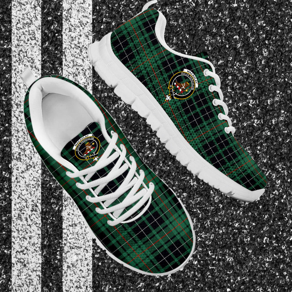 MacAulay Hunting Ancient Tartan Sneakers with Family Crest - Tartan Vibes Clothing