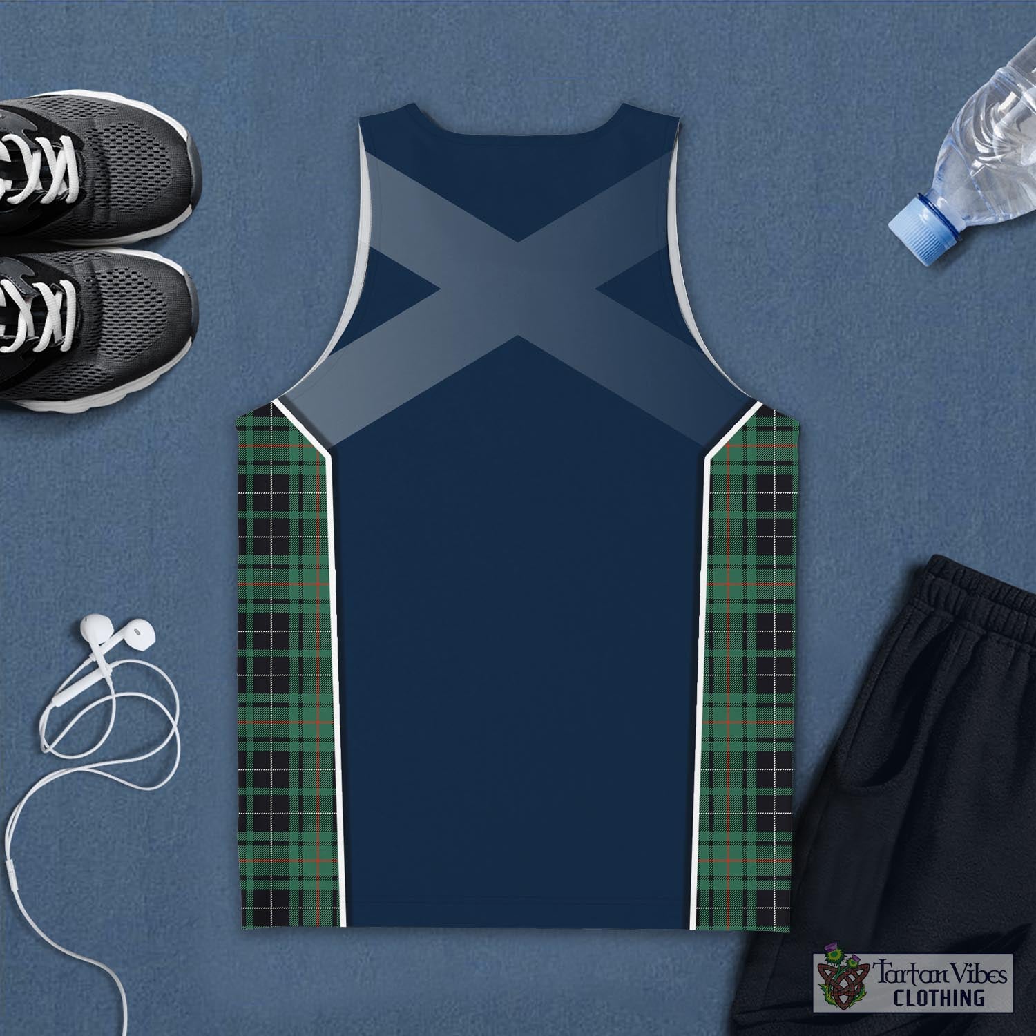 Tartan Vibes Clothing MacAulay Hunting Ancient Tartan Men's Tanks Top with Family Crest and Scottish Thistle Vibes Sport Style