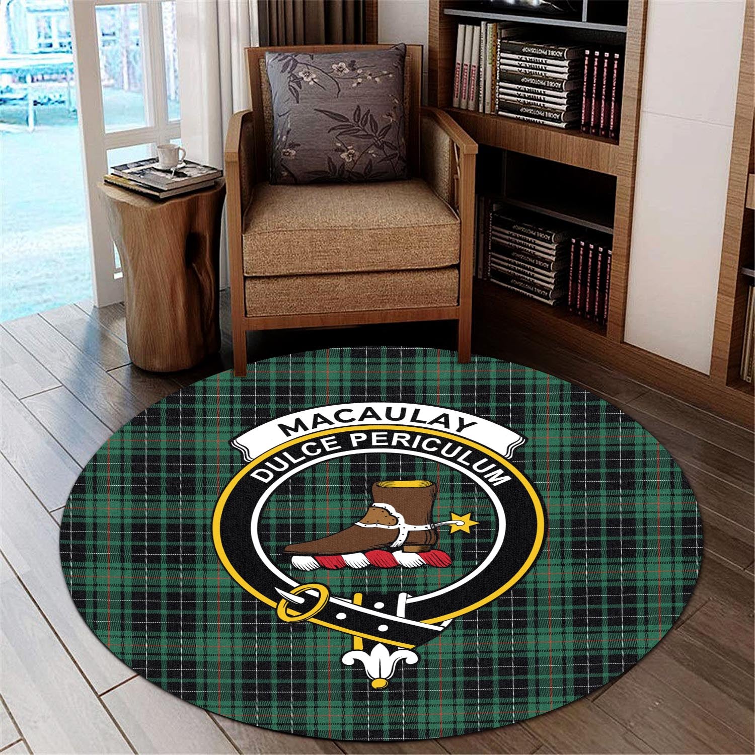 macaulay-hunting-ancient-tartan-round-rug-with-family-crest