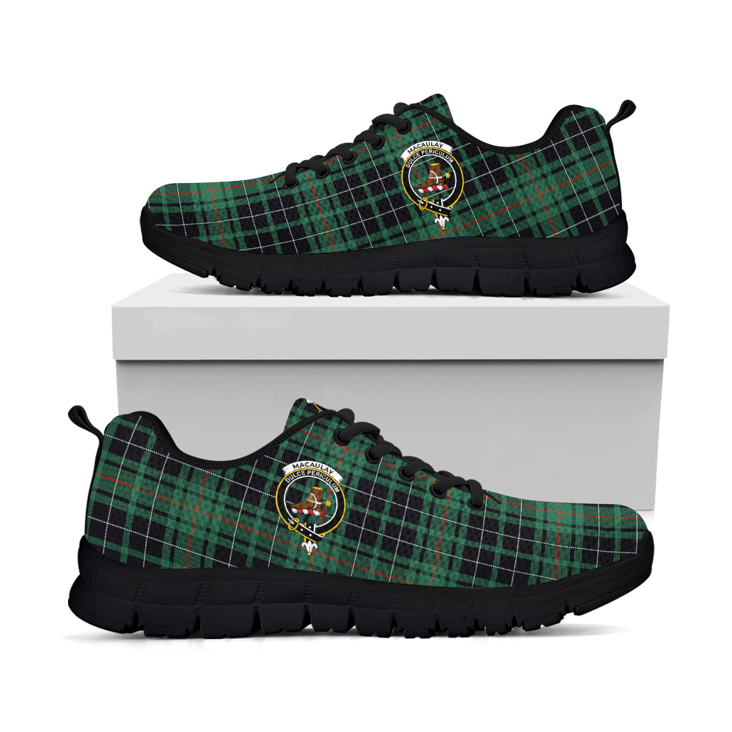 MacAulay Hunting Ancient Tartan Sneakers with Family Crest - Tartan Vibes Clothing