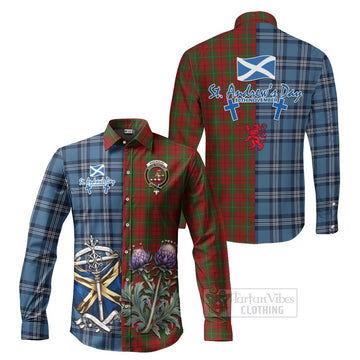 MacAulay (MacAuley) Tartan Long Sleeve Button Shirt Happy St. Andrew's Day Half Tartan Style