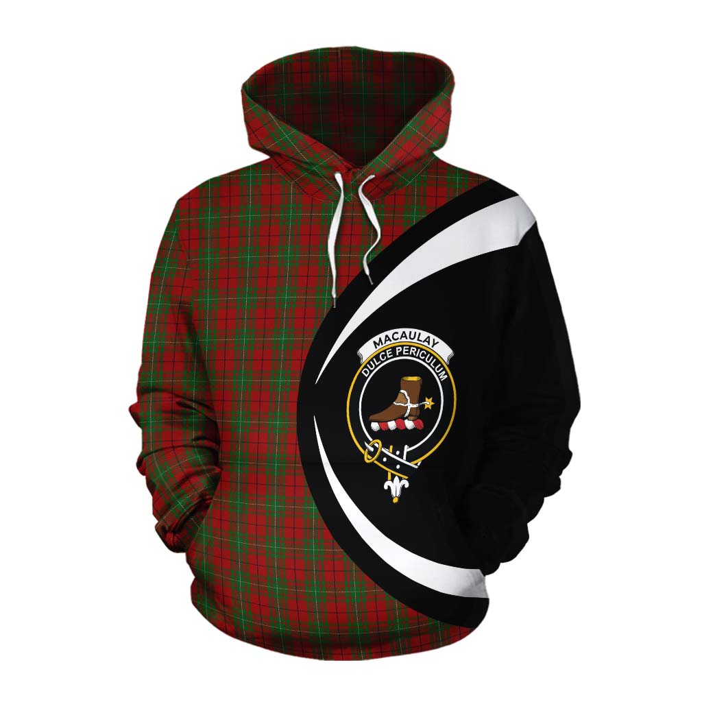 Tartan Vibes Clothing MacAulay (MacAuley) Tartan Cotton Hoodie with Family Crest Circle Style