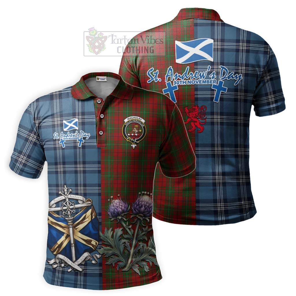 MacAulay (MacAuley) Tartan Polo Shirt Happy St. Andrew's Day Half Tartan Style Kid - Tartan Vibes Clothing