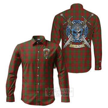 MacAulay (MacAuley) Tartan Long Sleeve Button Shirt with Family Crest Celtic Skull Style