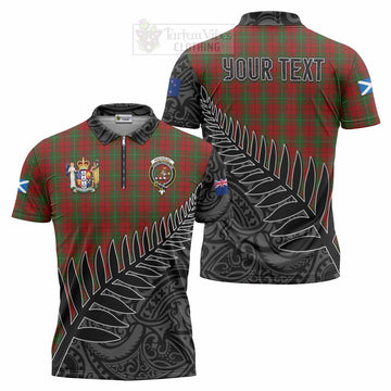 MacAulay (MacAuley) Crest Tartan Zipper Polo Shirt with New Zealand Silver Fern Half Style