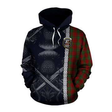 MacAulay (MacAuley) Tartan Cotton Hoodie with Family Crest Cross Sword Thistle Celtic Vibes