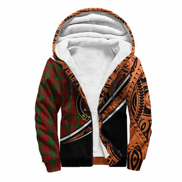 MacAulay (MacAuley) Crest Tartan Sherpa Hoodie with Polynesian Vibes Style - Orange Version