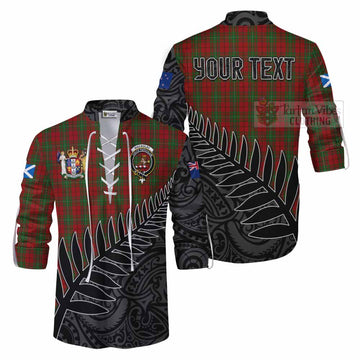 MacAulay (MacAuley) Crest Tartan Ghillie Kilt Shirt with New Zealand Silver Fern Half Style