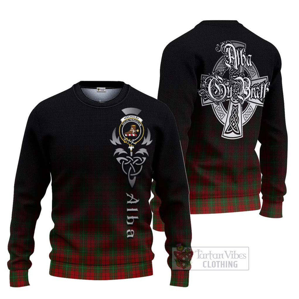 Tartan Vibes Clothing MacAulay (MacAuley) Tartan Knitted Sweater Featuring Alba Gu Brath Family Crest Celtic Inspired