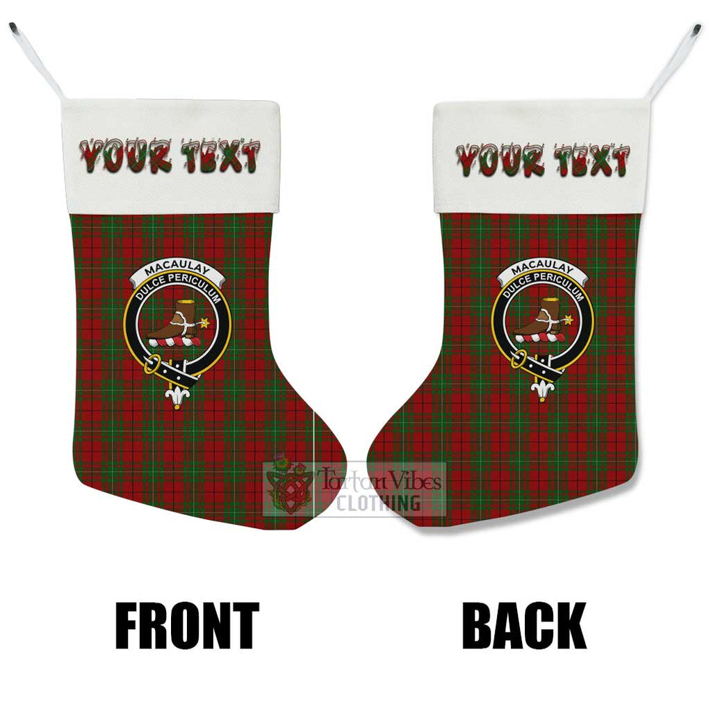 Tartan Vibes Clothing MacAulay (MacAuley) Tartan Family Crest Christmas Stocking with Personalized Text