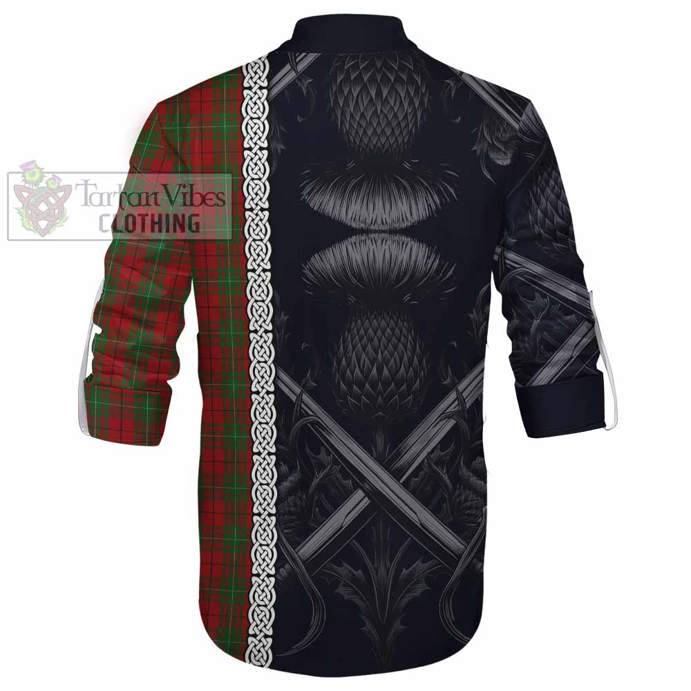 Tartan Vibes Clothing MacAulay (MacAuley) Tartan Ghillie Kilt Shirt with Family Crest Cross Sword Thistle Celtic Vibes