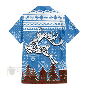 MacAulay (MacAuley) Clan Christmas Short Sleeve Button Shirt Celtic Reindeer Style