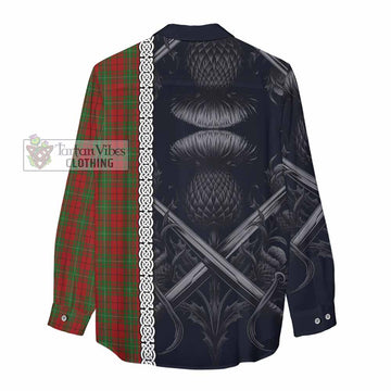 MacAulay (MacAuley) Tartan Women's Casual Shirt with Family Crest Cross Sword Thistle Celtic Vibes