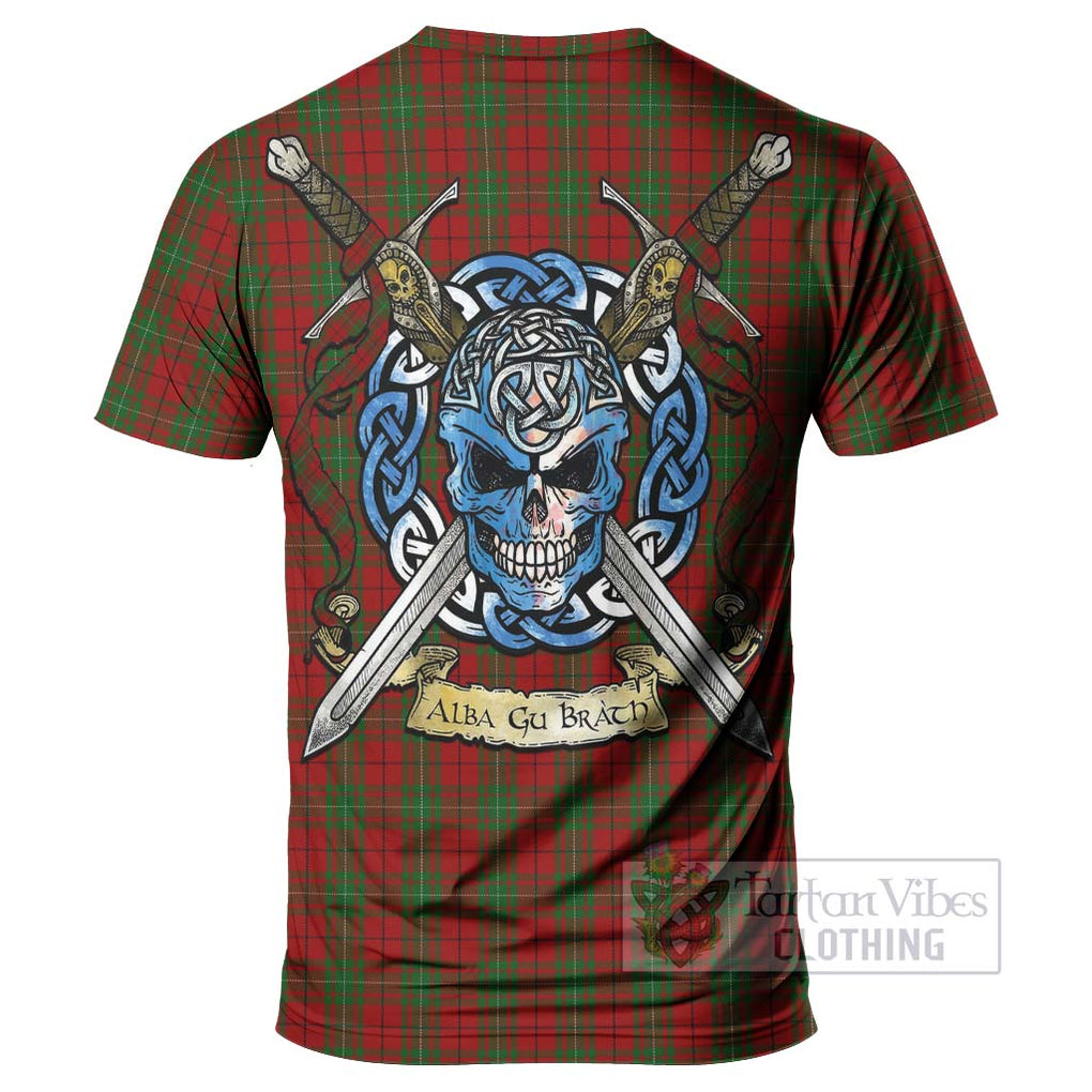 Tartan Vibes Clothing MacAulay (MacAuley) Tartan T-Shirt with Family Crest Celtic Skull Style