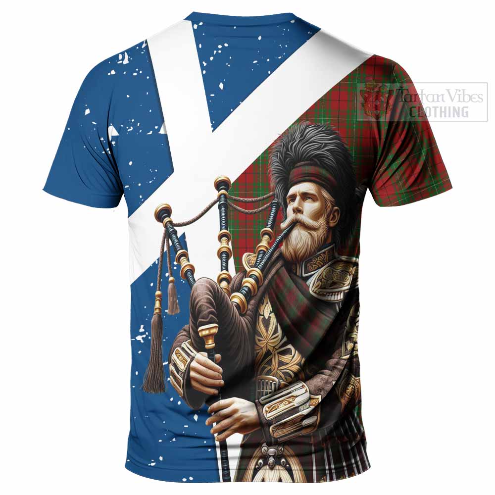 Tartan Vibes Clothing MacAulay (MacAuley) Tartan T-Shirt with Family Crest Scottish Bagpiper Vibes