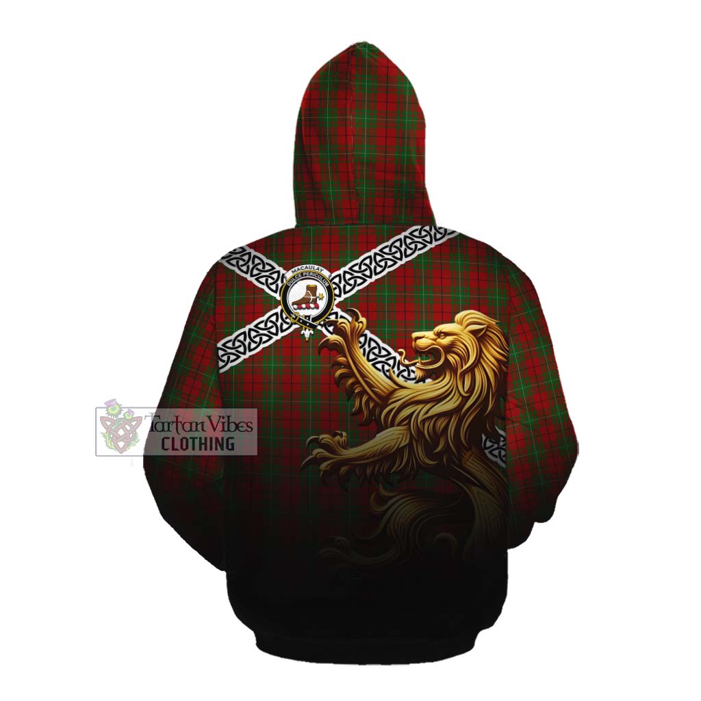 MacAulay (MacAuley) Crest Tartan Cotton Hoodie with Golden Lion Emblem Celtic Style Pullover Hoodie - Tartan Vibes Clothing