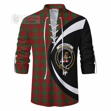 MacAulay (MacAuley) Tartan Ghillie Kilt Shirt with Family Crest Circle Style