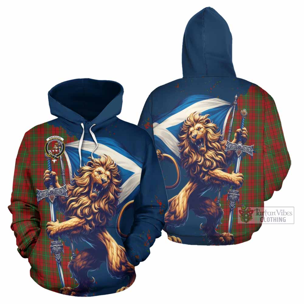 MacAulay (MacAuley) Tartan Family Crest Hoodie with Scottish Majestic Lion