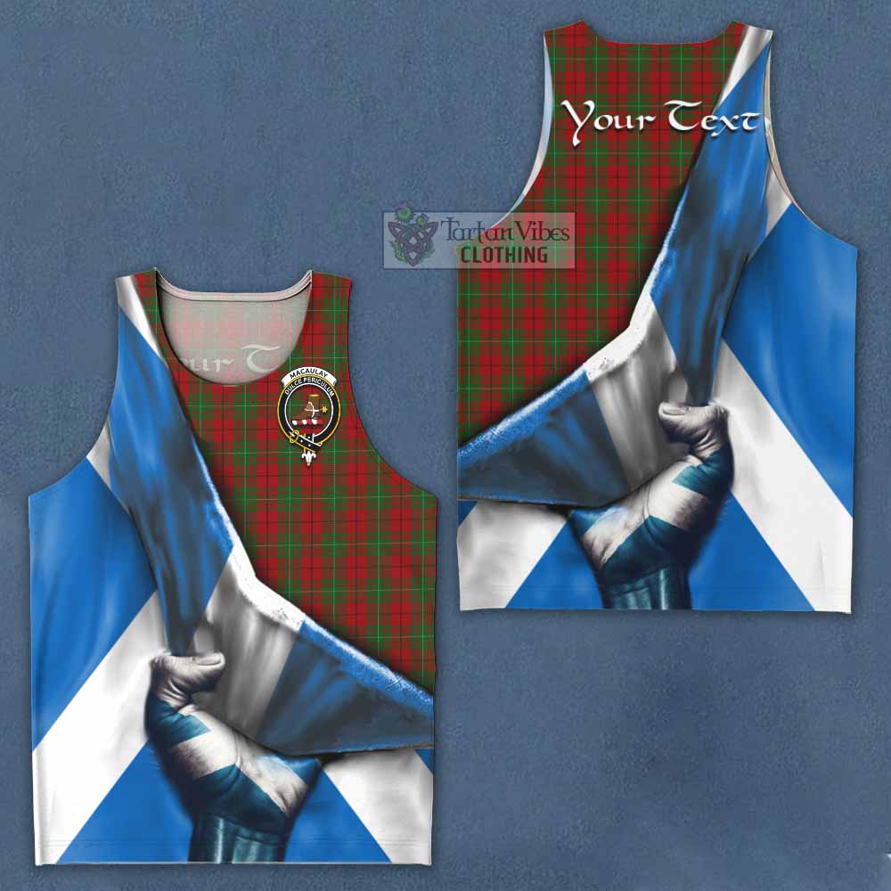 Tartan Vibes Clothing MacAulay (MacAuley) Tartan Men's Tank Top with Family Crest Scotland Patriotic Style