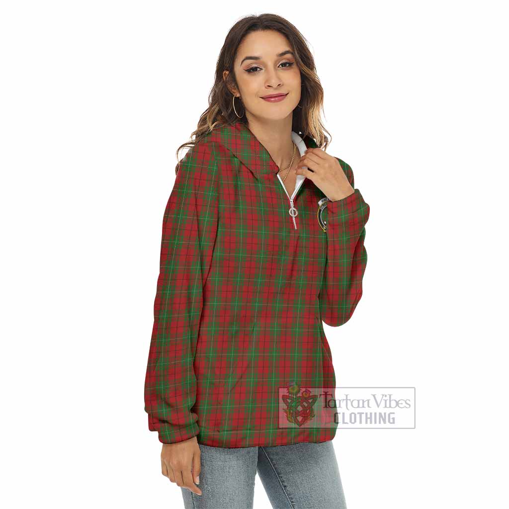 MacAulay (MacAuley) Tartan Women's Borg Fleece Hoodie with Half Zip with Family Crest - Tartan Vibes Clothing