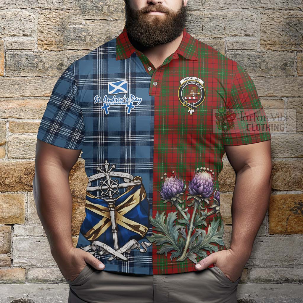 MacAulay (MacAuley) Tartan Polo Shirt Happy St. Andrew's Day Half Tartan Style - Tartan Vibes Clothing