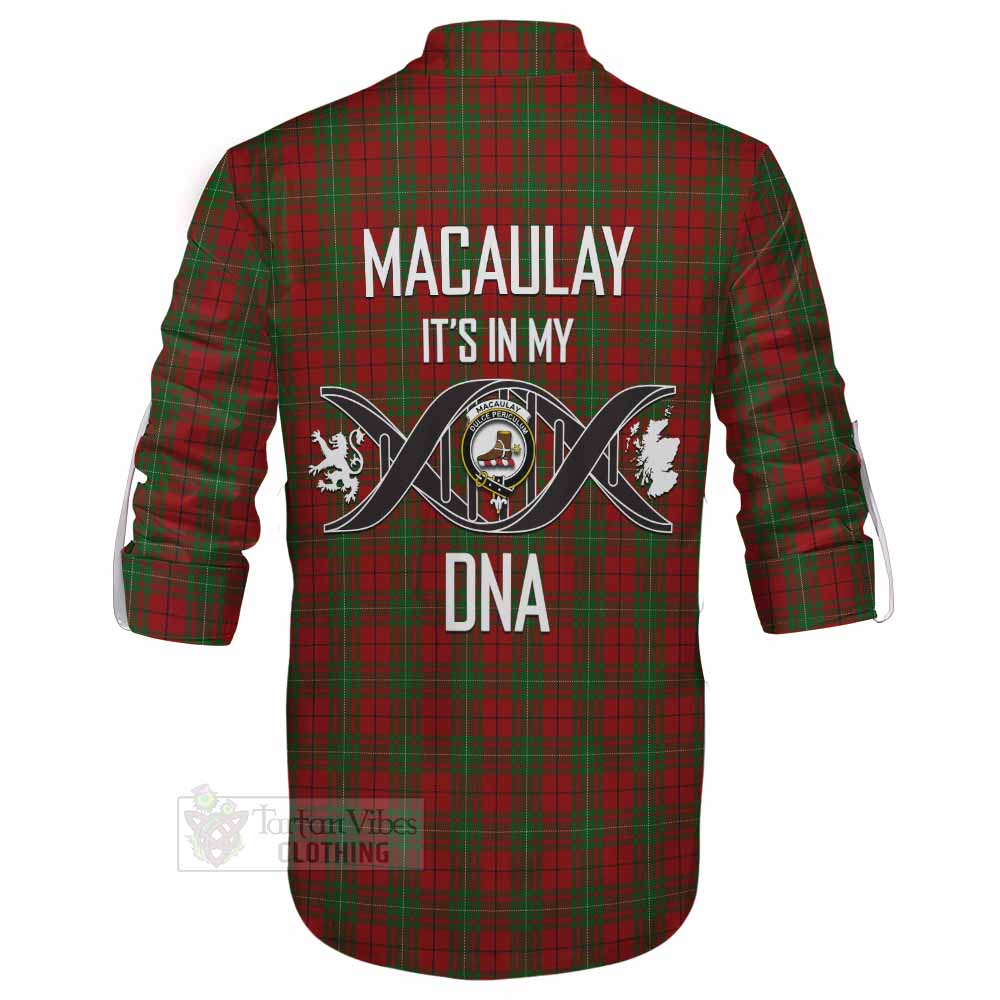 Tartan Vibes Clothing MacAulay (MacAuley) Tartan Ghillie Kilt Shirt with Family Crest DNA In Me Style