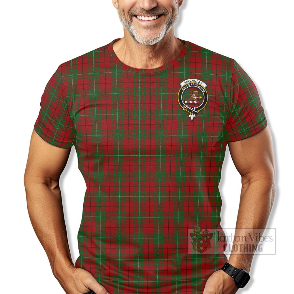 Tartan Vibes Clothing MacAulay (MacAuley) Tartan T-Shirt with Family Crest Celtic Skull Style