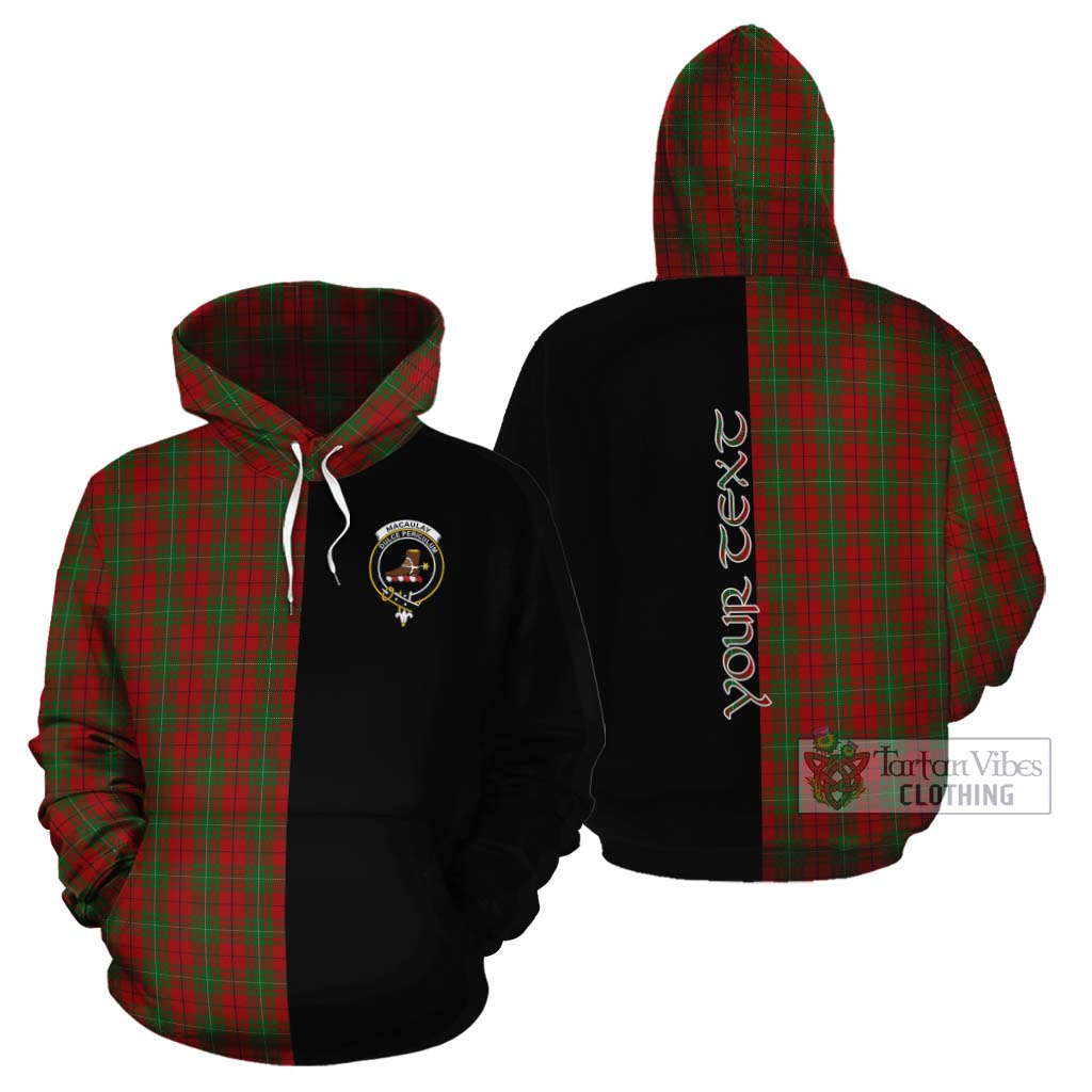 Tartan Vibes Clothing MacAulay (MacAuley) Tartan Cotton Hoodie with Family Crest and Half Of Me Style