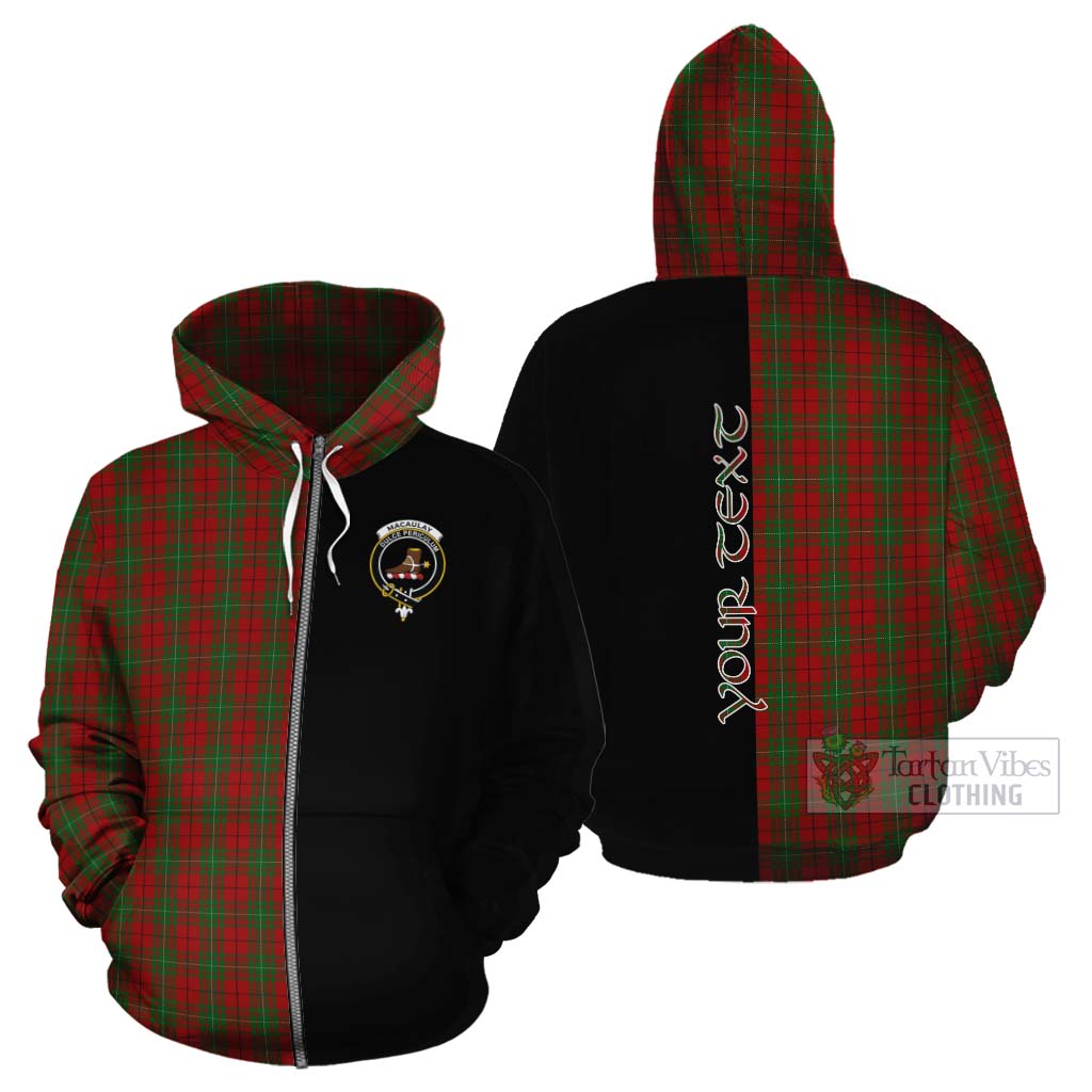 Tartan Vibes Clothing MacAulay (MacAuley) Tartan Cotton Hoodie with Family Crest and Half Of Me Style