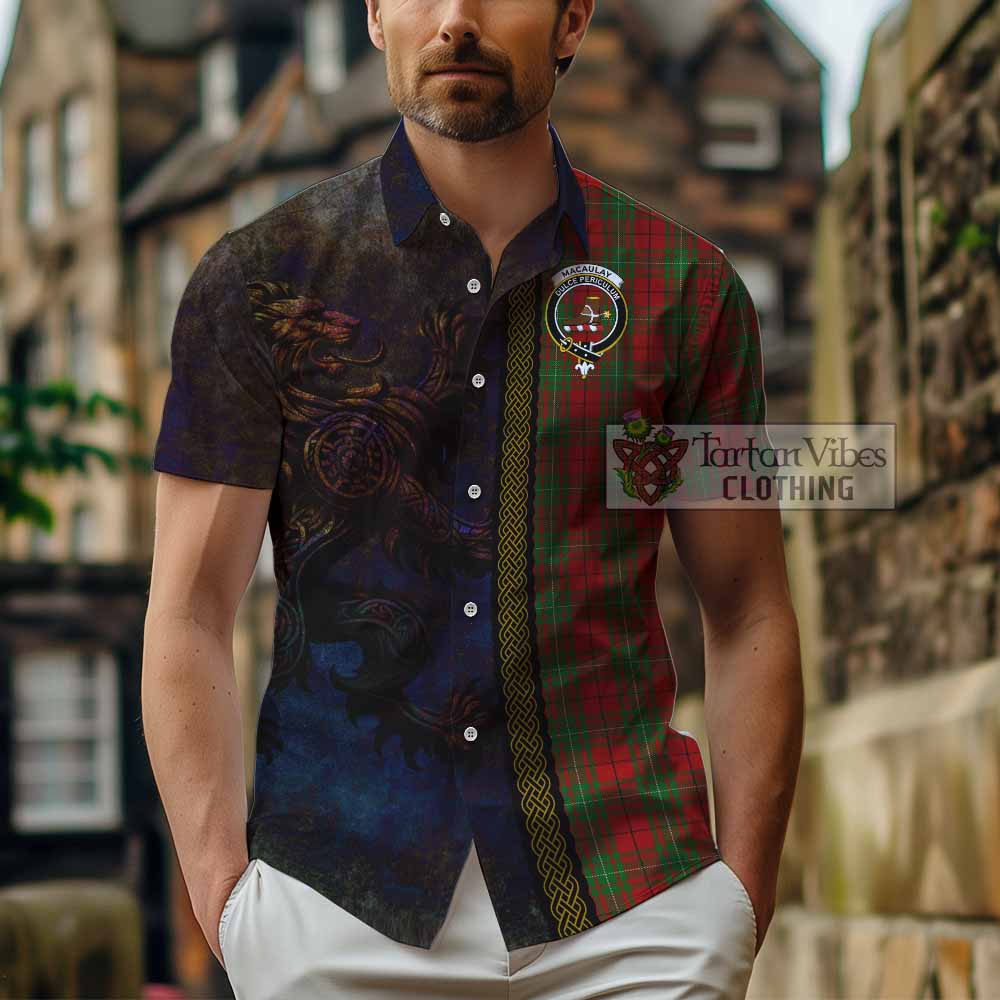 MacAulay (MacAuley) Tartan Family Crest Hawaiian Shirt Alba Gu Brath Be Brave Lion Ancient Style - Tartan Vibes Clothing