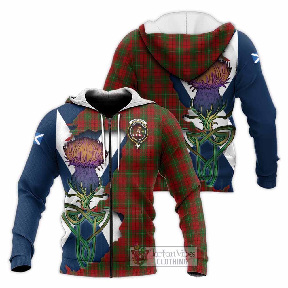 MacAulay (MacAuley) Tartan Family Crest Knitted Hoodie Scottish Thistle Celtic Inspired Unisex Knitted Zip Hoodie - Tartan Vibes Clothing