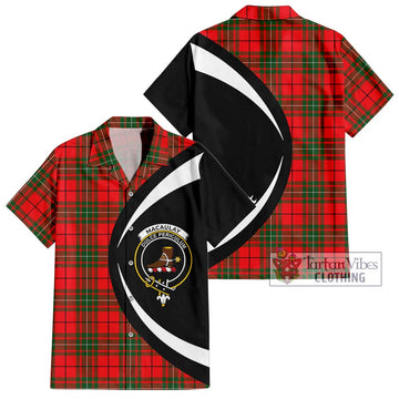 MacAulay Modern Tartan Short Sleeve Button Up with Family Crest Circle Style