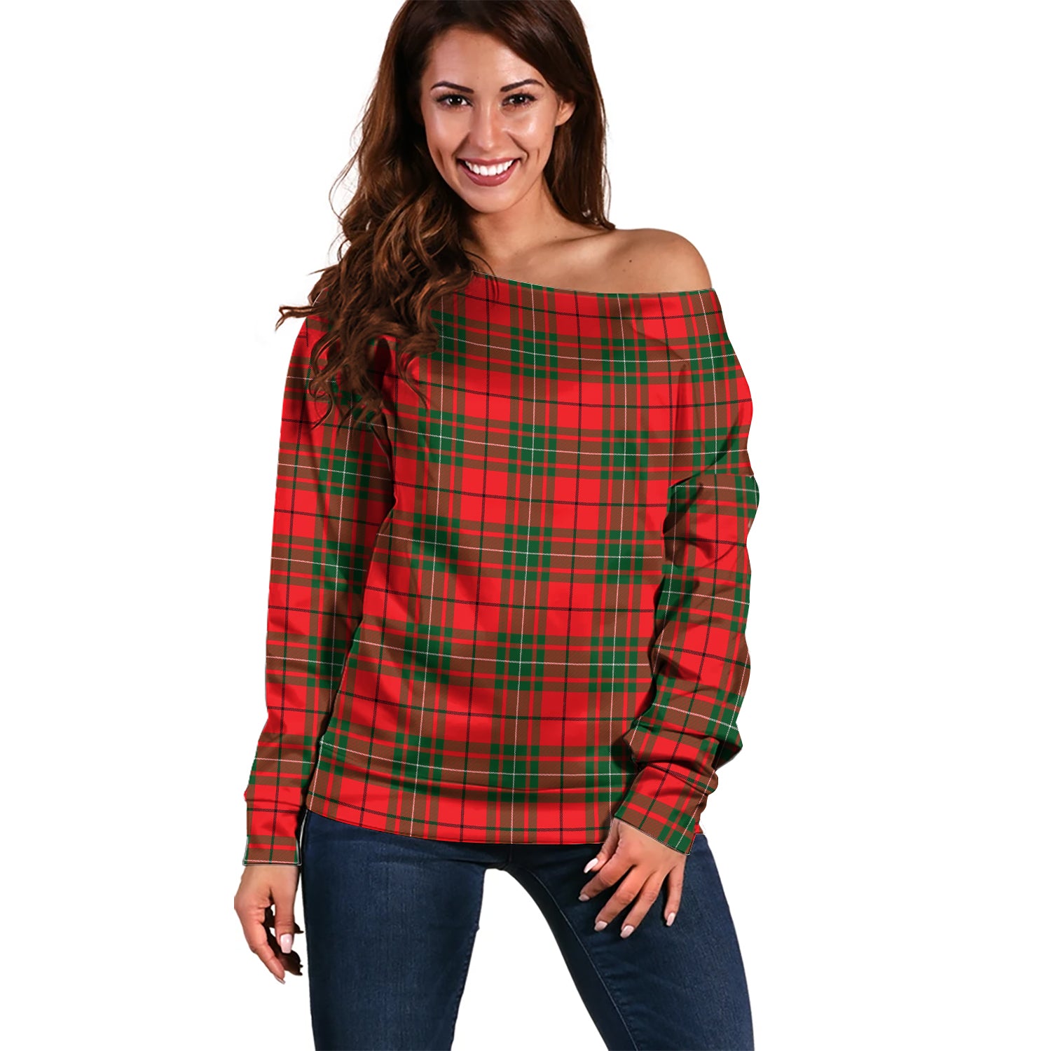 MacAulay Modern Tartan Off Shoulder Women Sweater Women - Tartanvibesclothing